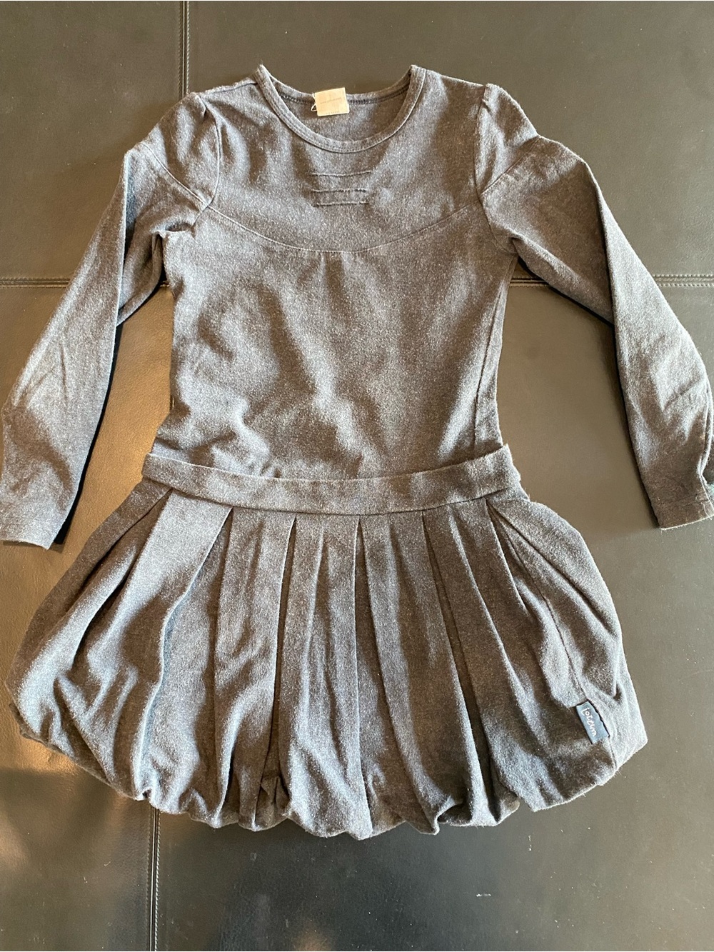 Jottum Girls Long-Sleeve Pleated Bubble Hem soft Dress - Gray, EUR 116 (USA 6)